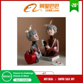 Đĩa trang trí hình cô gái phong cách Bắc Âu