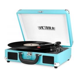 Máy thu âm vali di động Victrola Vintage Bluetooth 3 tốc độ tích hợp Loa | Nâng cấp âm thanh bàn xoay | Bao gồm thêm bút stylus